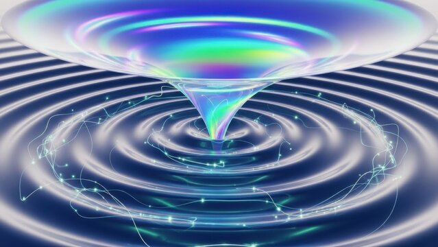 Futuristic depiction of energy vortex swirling with vibrant luminous waves and intricate light