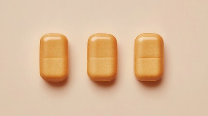 Three Orange Pills Arranged in Order