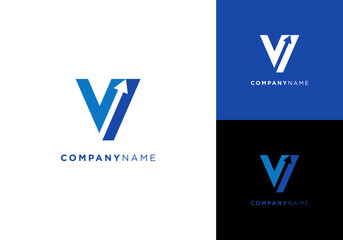 Letter V Arrow Up Growth Progress Financial Business Success Vector Logo Design Illustration