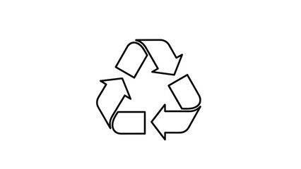 Universal recycling symbol in a simple black outline style promoting environmental sustainability and waste management.