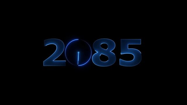 Happy New Year 2085 glowing neon text animation. New year celebration transfer animation. festival, new life, growth of business, investment, finance, innovation. 