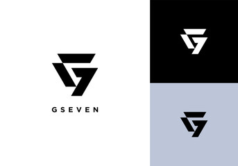 Letter G and Number 7 Seven Monogram Modern Minimal Geometric Shape Vector Logo Design Illustration
