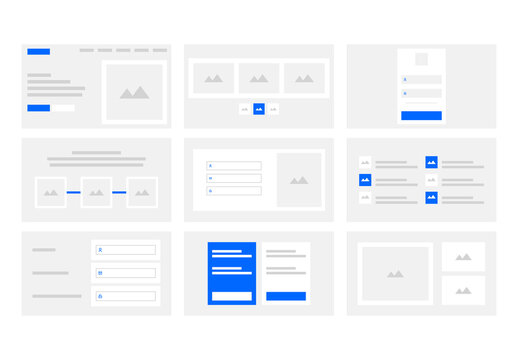 Landing Page Wireframe UI Kit with Website Layout Sections