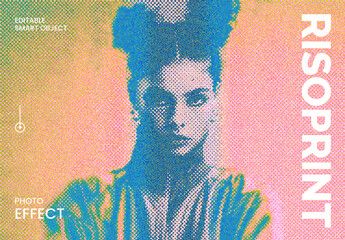 Retro Bad Print Photo Effect Mockup