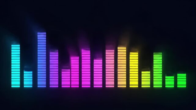 Neon Sound Equalizer Animation with Rhythmic Motion