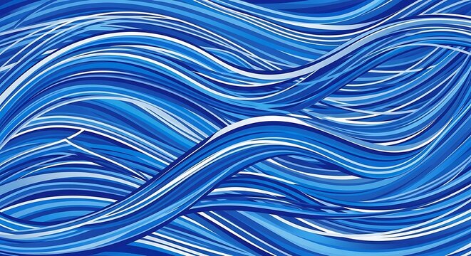 Blue Wavy Lines Abstract Background Design.