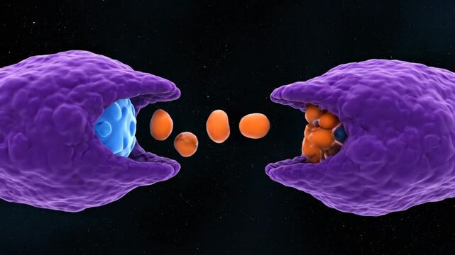 3D Animation of Neural Synapse Gap with Neurotransmitter Release and Signal Transmission
