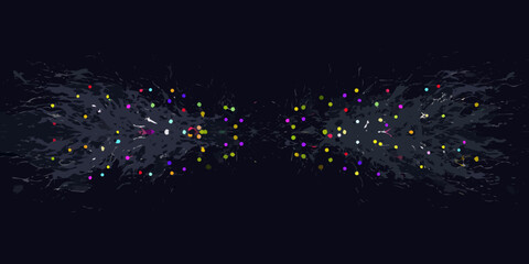 Colorful confetti explosion against a dark textured background