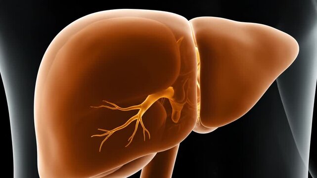 3D Human Liver Anatomy Visualization - Rotating Orbital View