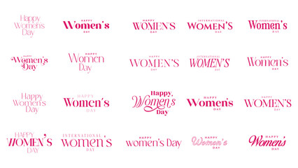 Happy womens day text calligraphy. Women's Day text calligraphy vector. March 8 international women's day. Happy International Women's Day Flat Design.  © King Designz