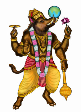 hand drawn digital art of lord varaha