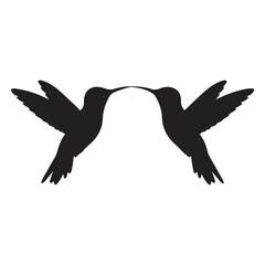  Elegant Symmetrical Hummingbird Silhouettes Flying Face to Face for Graceful Nature Branding.  © shahariea