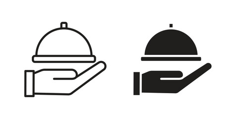 Fototapeta premium Hand holding tray icon vector design. Vector elements for infographic web