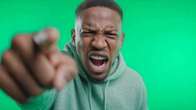 Angry Black Man Yelling and Pointing at the Viewer Stock Video