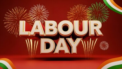 Labour day celebration with fireworks and patriotic colors