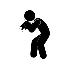 Fototapeta premium Use tissue cover your mouth agitator, Cover your cough and sneeze icon, Person coughing icon. Flat vector illustration design for websites, app, infographics isolated on a white background