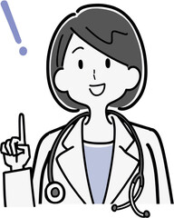 Obraz premium ひらめき・提案をする女医のイラスト