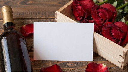 red rose and blank card