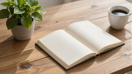 notebook and cup of coffee