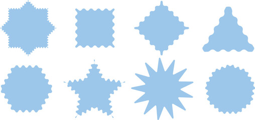 Collection of 8 isolated blue shapes on transparent background