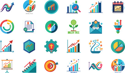 Business Growth Path with Arrows and Shapes in Flat Design Vector Illustration