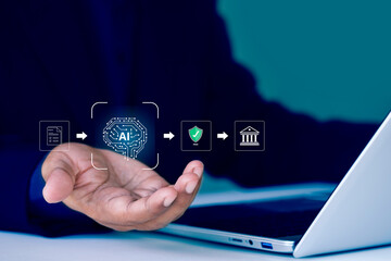 AI-powered payment verification workflow showing automated invoice processing, fraud detection, and...