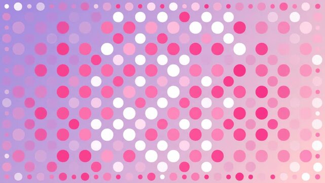 Seamless loop of animated stylized pink and white geometric polka dots gently rotating and fading on a soft pastel background suitable for digital design technology, digital, minimalist