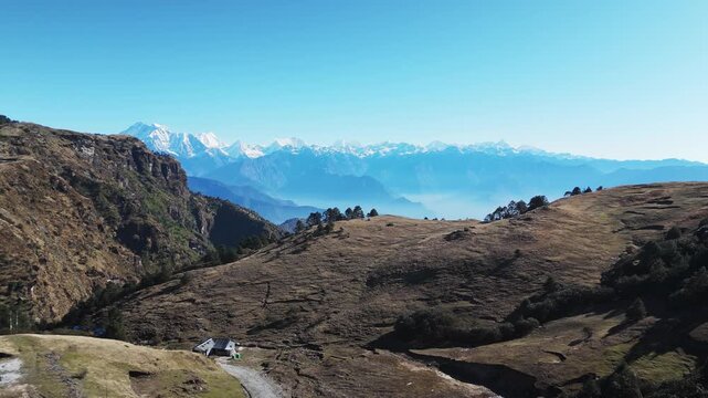 Aerial view from Kalinchowk in Dolakha reveals Himalayan peaks including Annapurna Manaslu Langtang Ganesh Himal and Gauri Shanker in a stunning natural panorama