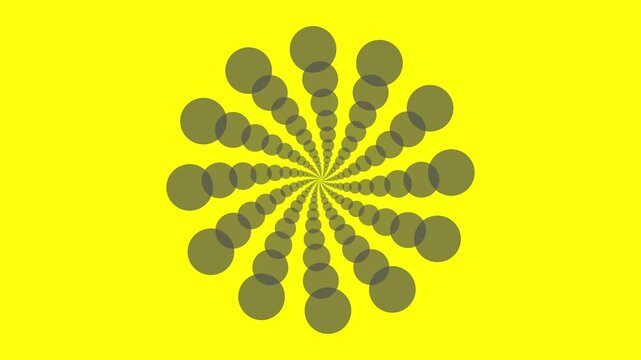 Simple charcoal grey With mandala design on yellow flat lay background, 4k animation rotating Back and forth, perfect for digital graphics, screen display on, color display, markeeting etc