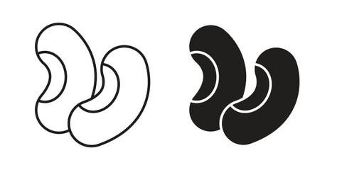 Obraz premium Kidney plant bean icons. Vector linear icon isolated on white background.