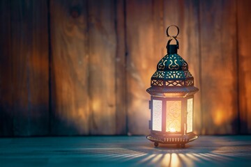 Ramadan moonlit serenity with glowing traditional lantern under starry sky, peaceful Islamic night background for Ramadan Kareem and Eid greetings

