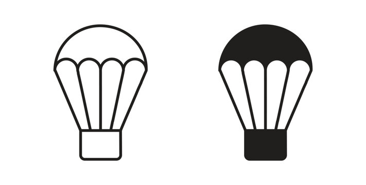 Parachute icons. Vector linear icon isolated on white background.
