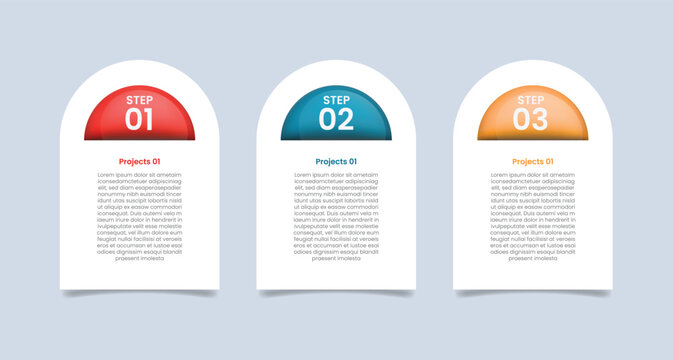 2 points comparison for infographic with glossy gradient style with tall rectangle box with half circle top two point list information