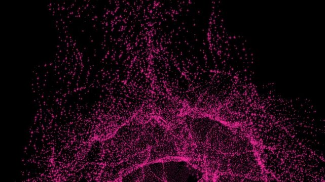 Pink abstract pattern swirls and flows on black background