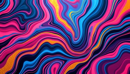Obraz premium Vibrant Abstract Fluid Art with Swirling Colors and Gold Accents