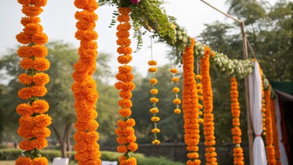 Vibrant Marigold Flower Decorations for Outdoor Celebrations