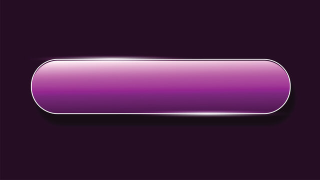 Glossy Purple Web Button. Shiny violet rectangular web button with rounded corners and silver metal frame.