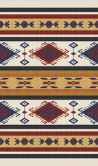 Navajo chinle rug traditional pattern vector.Horizontal native stripe soft pastel beige colors. Southwestern,Aztec carpet tribal illustration.Design for textile,background interior,fabric,decoration.