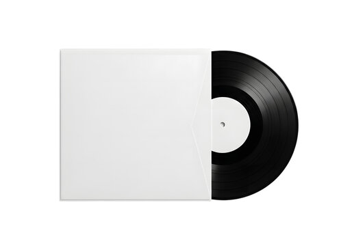 Vinyl Record and White Sleeve isolated on a transparent background