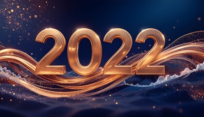 2022 New Year abstract shiny gold wave design element festive celebration
