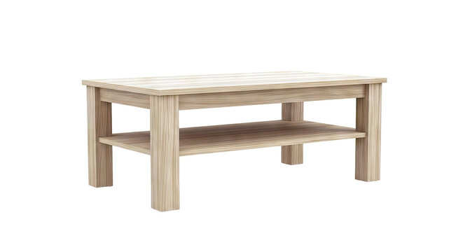 Modern Wooden Coffee Table with Lower Shelf