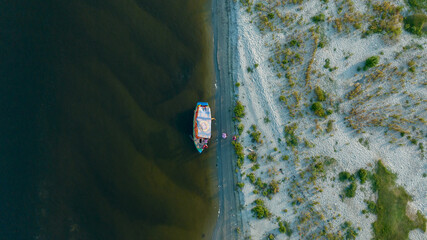 Aerial drone view of the Yamuna River flowing through Mathura, showcasing calm waters, riverbanks, and the sacred landscape of one of India’s most important spiritual cities.