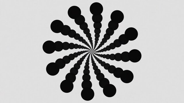 Simple jet black in mandala design on white flat lay background, 4k animation rotating Back and forth, perfect for digital graphics, screen display on, color display, markeeting etc