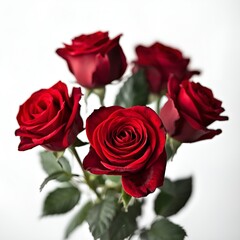 Obraz premium Bokeh of Red roses with solid white background for valentine special,romantic designs, Valentine’s cards, wedding invitations, love banners, advertisements, and luxury branding projects.