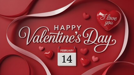 A vibrant valentine s day greeting with hearts and a calendar