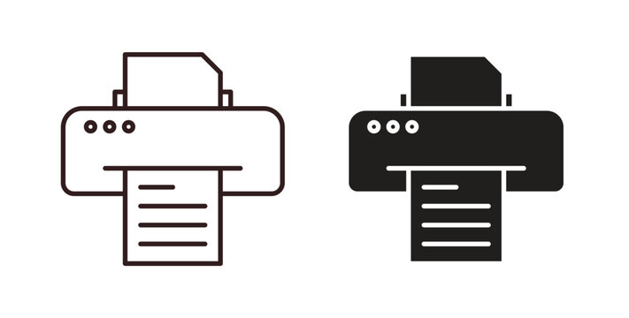 Print button icon in line design. editable stroke icons pack