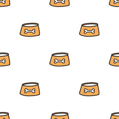 Dog Bowl Seamless Repeat. Simple Flat Vector Illustration for Pet Store Branding, Pet Food Packaging and Animal Care Labels.