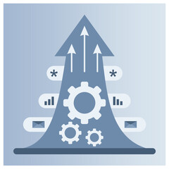 Obraz premium flat vector illustration representing business scaling, operational efficiency, and automated growth systems. ideal for corporate strategy presentations, productivity software marketing.