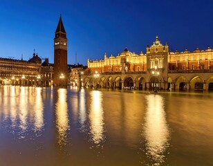 Fototapeta premium Scenic sunset view of historic architecture in Krakow, Poland