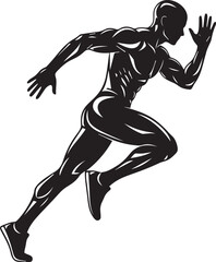 A silhouette of a sprinting man, symbolizing speed, athleticism, and dynamic movement in sports and recreation
